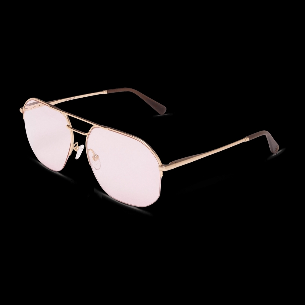 LOOK OPTIC Muse Gold Frame Pink Lens Women's Sunglasses